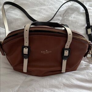Kate Spade Brown Leather Bag with Black and White Straps